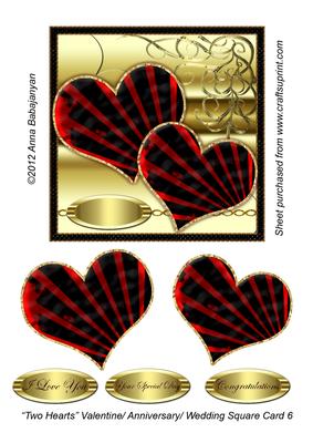 Two Hearts Valentine/ Anniversary/ Wedding Square Card 6