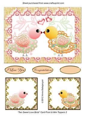 Two Sweet Love Birds Card Front & Mini Toppers 2