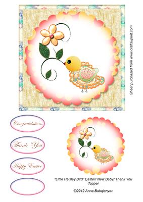Little Paisley Bird Easter/ New Baby/ Thank You Topper 1
