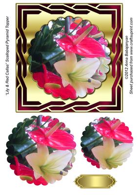 Lily & Red Callas Scalloped Pyramid Topper
