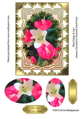 Red Callas & Lily Various Occasions Pyramid Card Front