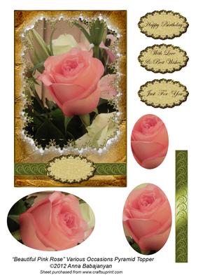 Beautiful Pink Rose Various Occasions Pyramid Topper