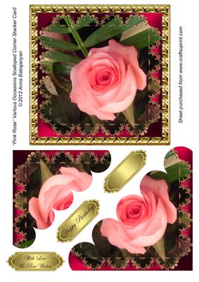 Pink Rose Various Occasions Scalloped Corner Stacker Card