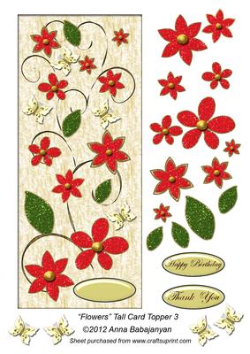 Flowers Tall Card Topper 3