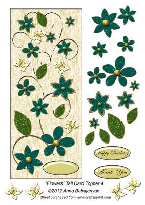 Flowers Tall Card Topper 4