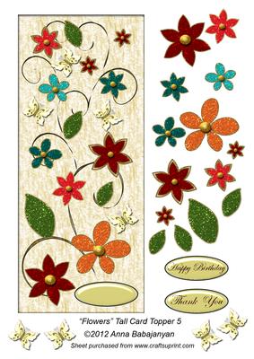 Flowers Tall Card Topper 5