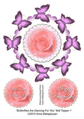 Butterflies Are Dancing for You 8x8 Topper 1