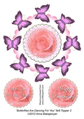 Butterflies Are Dancing for You 8x8 Topper 2