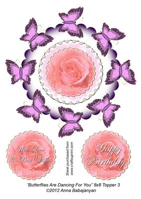 Butterflies Are Dancing for You 8x8 Topper 3
