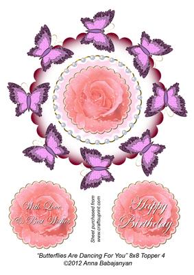 Butterflies Are Dancing for You 8x8 Topper 4