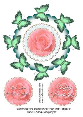 Butterflies Are Dancing for You 8x8 Topper 5