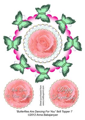 Butterflies Are Dancing for You 8x8 Topper 7