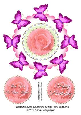 Butterflies Are Dancing for You 8x8 Topper 8