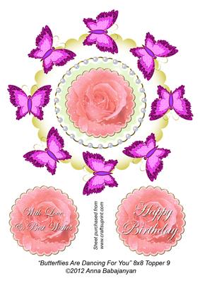 Butterflies Are Dancing for You 8x8 Topper 9