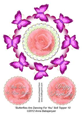 Butterflies Are Dancing for You 8x8 Topper 10