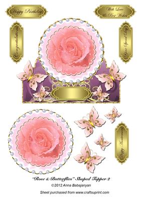 Rose & Butterflies Shaped Topper 2