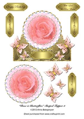 Rose & Butterflies Shaped Topper 3