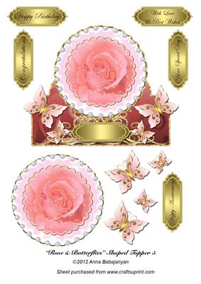 Rose & Butterflies Shaped Topper 5