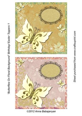 Butterflies on Floral Background Birthday/ Easter Toppers