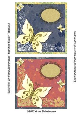 Butterflies on Floral Background Birthday/ Easter Toppers