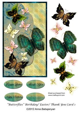 Butterflies Birthday/ Easter/ Thank You Card 1