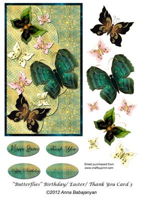 Butterflies Birthday/ Easter/ Thank You Card 3