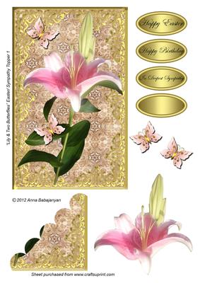 Lily & Two Butterflies Easter/ Sympathy Topper 1