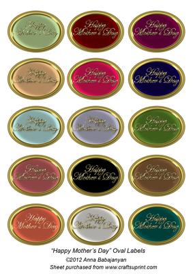 Happy Mothers Day Oval Labels