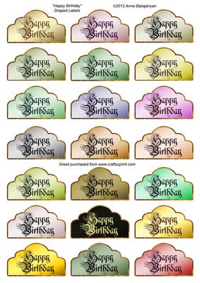 Happy Birthday Shaped Labels