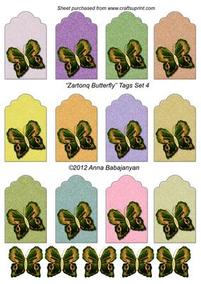 Zartonq Butterfly Tags Set 4