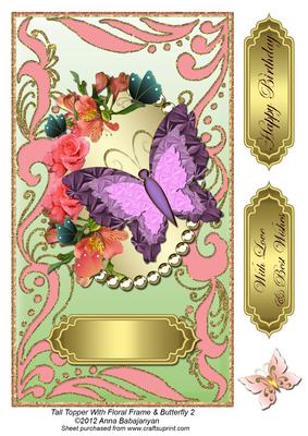 Tall Topper with Floral Frame & Butterfly 2