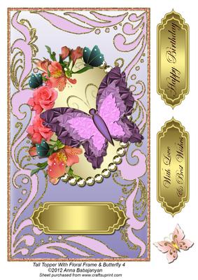 Tall Topper with Floral Frame & Butterfly 4