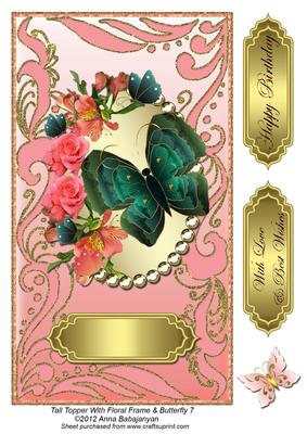 Tall Topper with Floral Frame & Butterfly 7