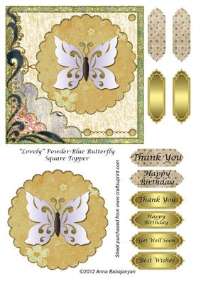 Lovely Powder-blue Butterfly Square Topper
