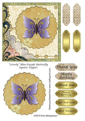 Lovely Blue-purple Butterfly Square Topper