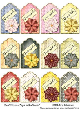 Best Wishes Tags with Flower