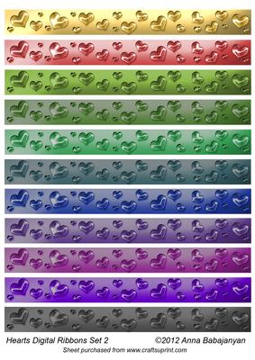 Hearts Digital Ribbons Set 2