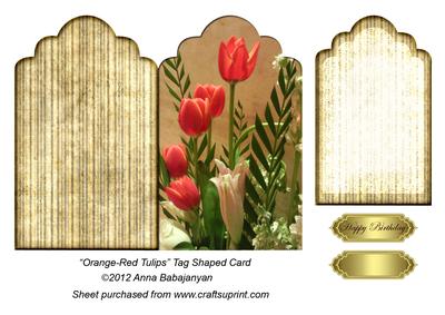 Orange-red Tulips Tag Shaped Card