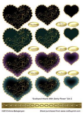 Scalloped Hearts with Swirly Flower Set 2