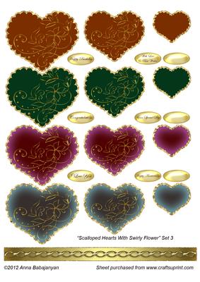 Scalloped Hearts with Swirly Flower Set 3