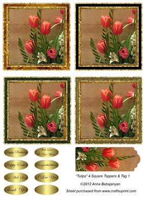 Tulips 4 Square Toppers & Tag 1