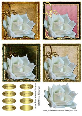 Single Rose 4 Square Toppers 1