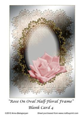 Rose on Oval Half-floral Frame Blank Card 4