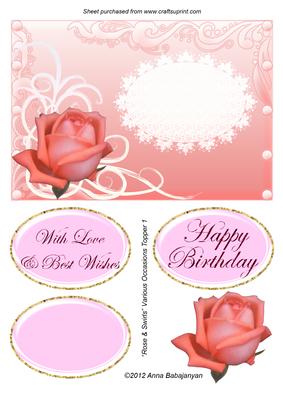 Rose & Swirls Various Occasions Topper 1