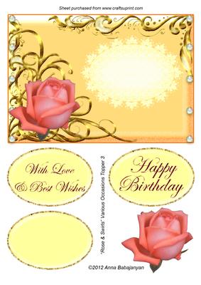 Rose & Swirls Various Occasions Topper 3