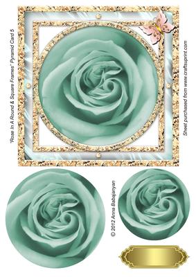 Rose in a Round & Square Frames Pyramid Card 5