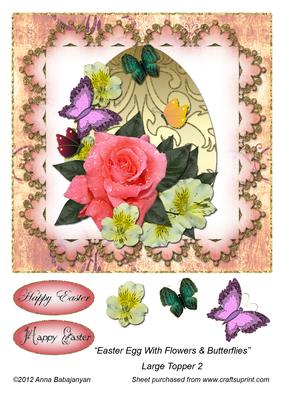 Easter Egg with Flowers & Butterflies Large Topper 2