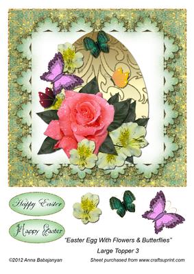 Easter Egg with Flowers & Butterflies Large Topper 3