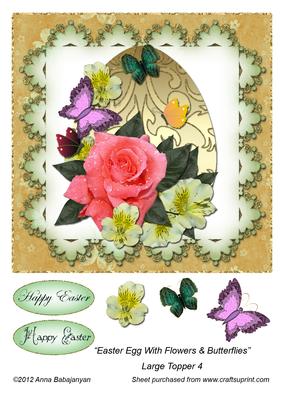 Easter Egg with Flowers & Butterflies Large Topper 4