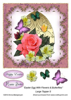 Easter Egg with Flowers & Butterflies Large Topper 5